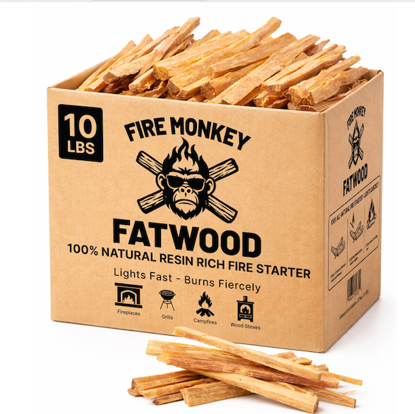 Fire Monkey Fatwood Camp Master 10lb Box — All-Natural Resin-Rich Pine Fire Starter